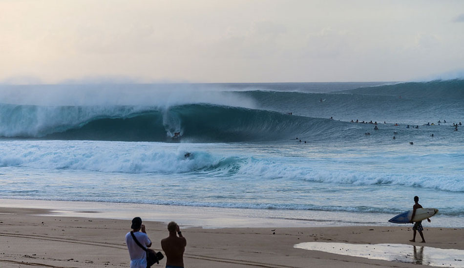 Pipeline line-up. Photo: <a href=\"http://www.joliphotos.com/\">Peter Joli Wilson</a> from <a href=\"http://www.theinertia.com/surf/massive-evening-before-the-finals-at-billabong-pipe-masters/\" target=\"_blank\">Pipeline Ignites Before Pipe Masters Final Day</a>