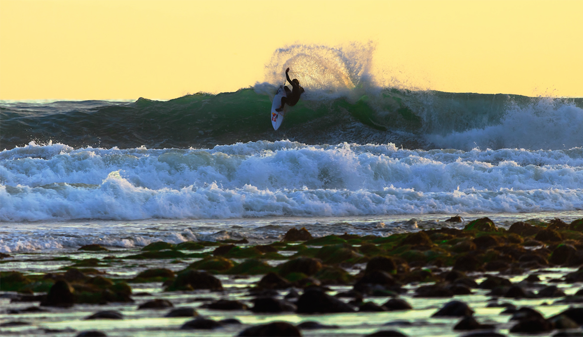 Dane Reynolds doing what he does best at the Queen of the Coast.  Photo: <a href=\"www.kgfoto.com\">Katie Graham</a>