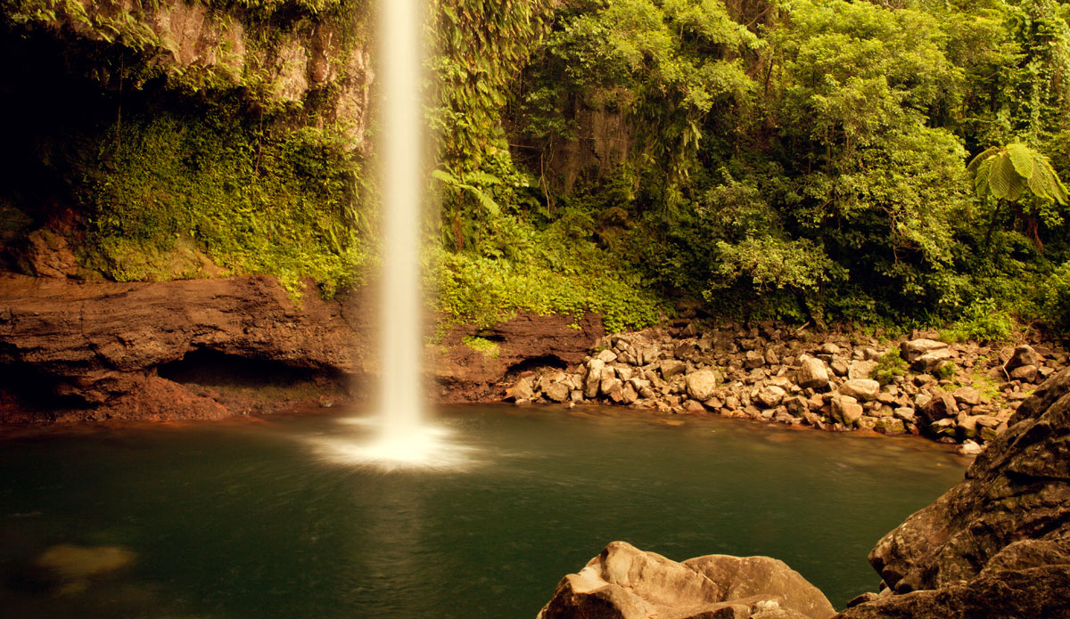 The falls.  Long exposure, no tripod.  I crept around trying to find a good little rock cranny to mount my camera on and take a longer exposure.  The clouds moved in at the right time and let me shoot f22 at a second, which is pretty cool for late morning light and trying to capture the movement of the water.  Photo: <a href=\"http://www.bobridges.com/\">Bo Bridges</a>