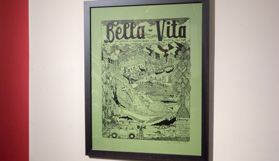 Bella Vita poster, framed. Part of Chris del Moro\'s art show at a gallery across from the Arlington. Photo: <a href=\"http://lowtiderising.com/\" target=_blank>Branden Aroyan/lowtiderising.com</a>