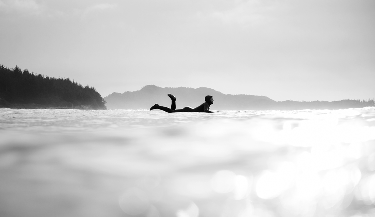 Lydia Ricard surfing in Tofino on January 30, 2017. (Bryanna Bradley)