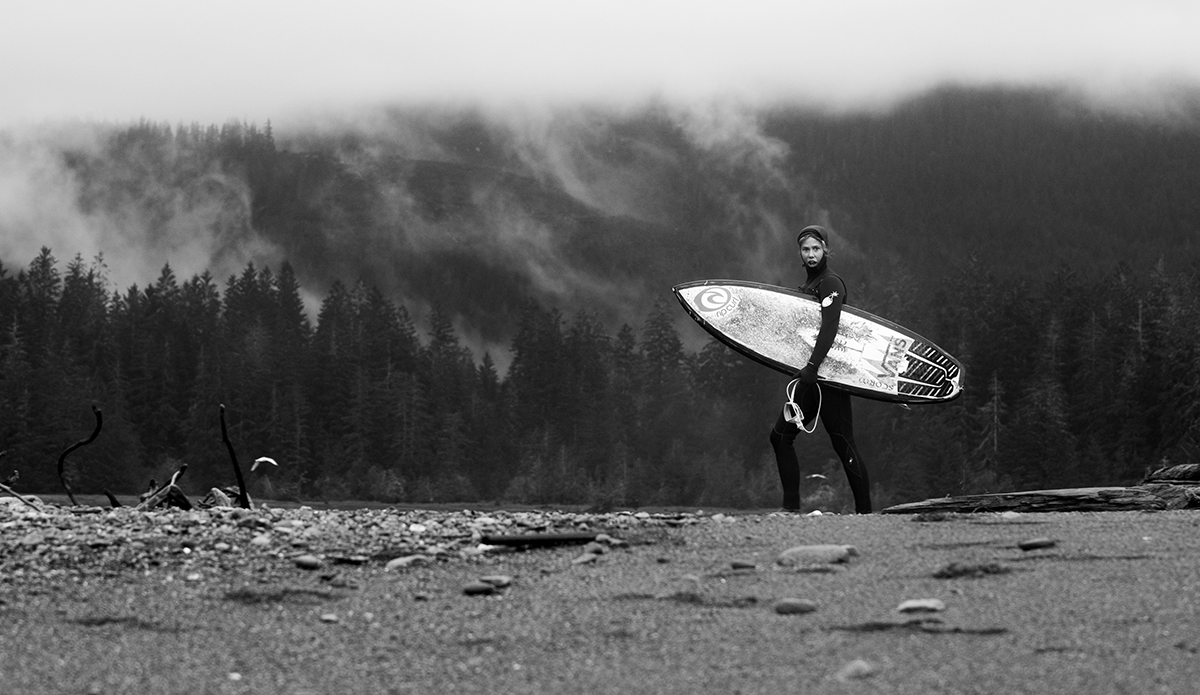 Hannah Scott getting in to the surf on Vancouver Island on January 15th, 2017. (Bryanna Bradley)