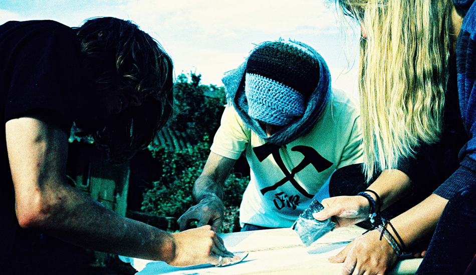 “We Axe Fins” I shot this image while showing some friends how to turn an old broken surfboard into a functional piece of art. Not sure if CR Stecyk III meant that with the shirt I’m rocking but that’s what I got from it. 