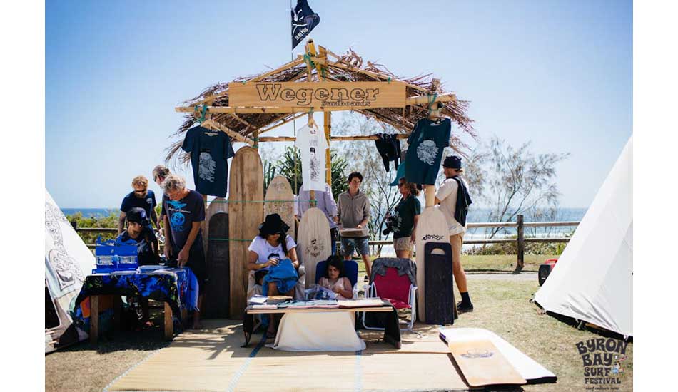 Tom Wegener\'s alaia stall at the surf art market. Photo: <a href=\"http://www.byronbaysurffestival.com/\">Ming Nomchong</a>