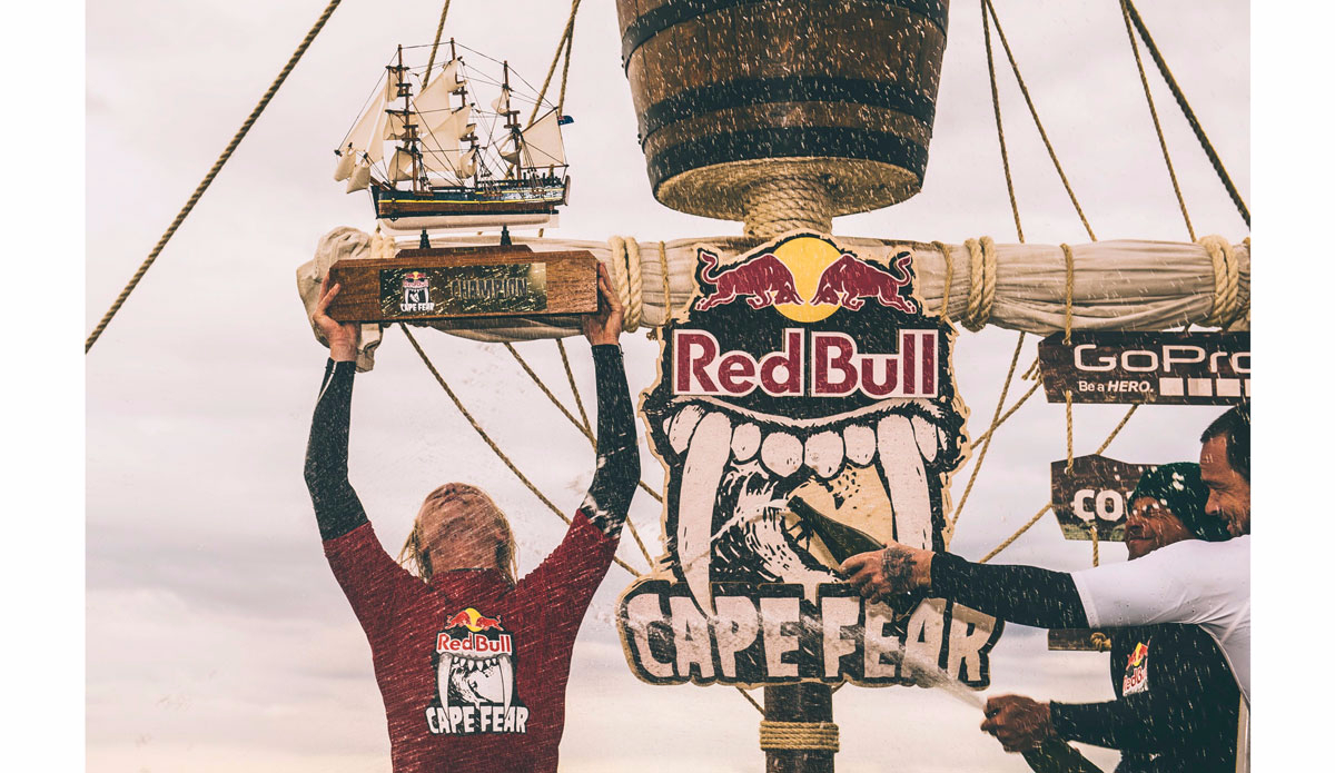 Russell Bierke celebrates victory at the Red Bull Cape Fear in Sydney, Australia on June 7, 2016. Photo: Brett Hemmings / Red Bull Content Pool