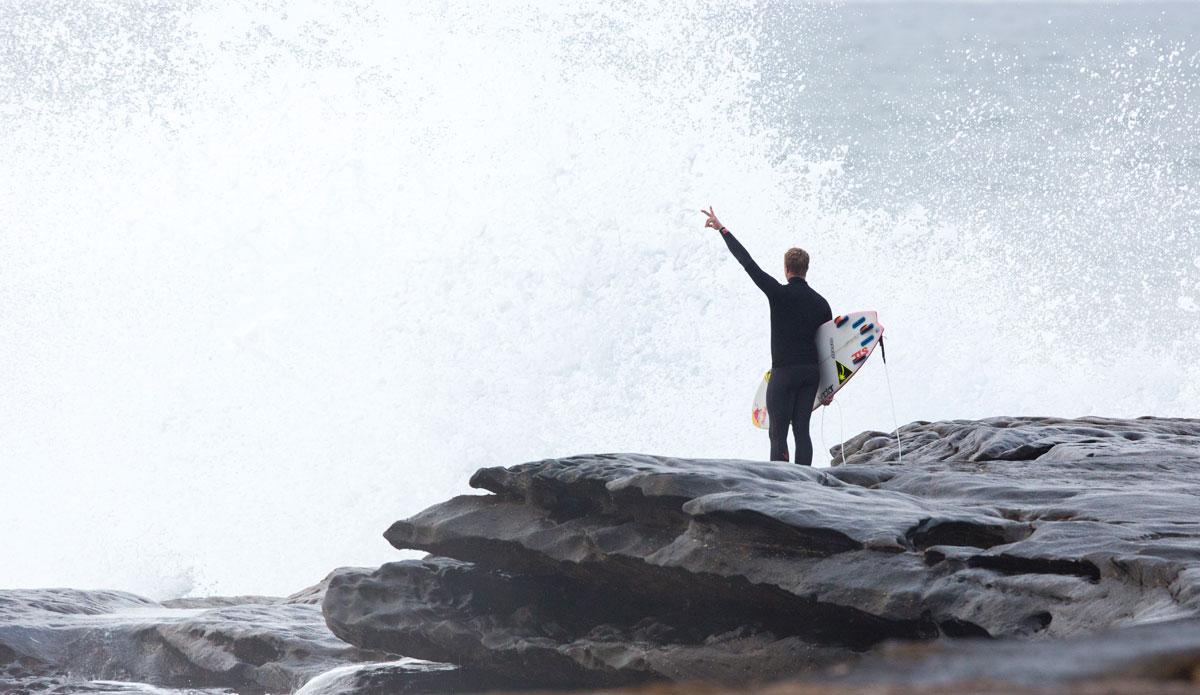 Jamie O\'Brien celebrating Ours. Photo: <a href=\"http://www.redbullcapefear.com/\"> Red Bull</a>