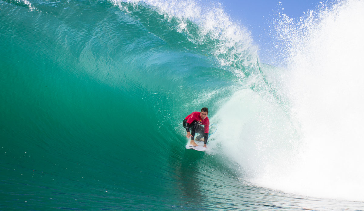 Kirk Flintoff grabs rail and sets his line. Photo: <a href=\"http://www.redbullcapefear.com/\"> Red Bull</a>