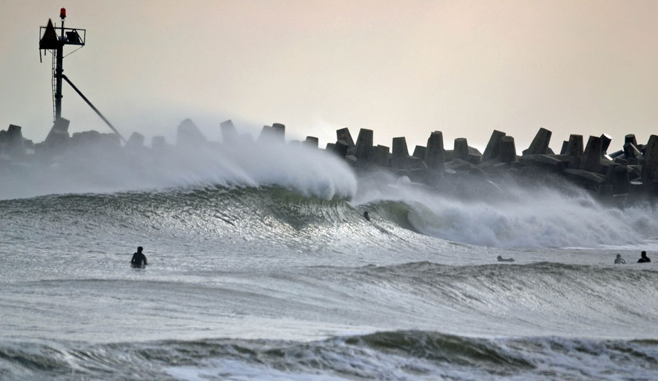 Reaching its breaking point just to collapse and create a great ride ready to be surfed by the locals who were brave enough to enter the water on this December day. Photo: Chris Centrella