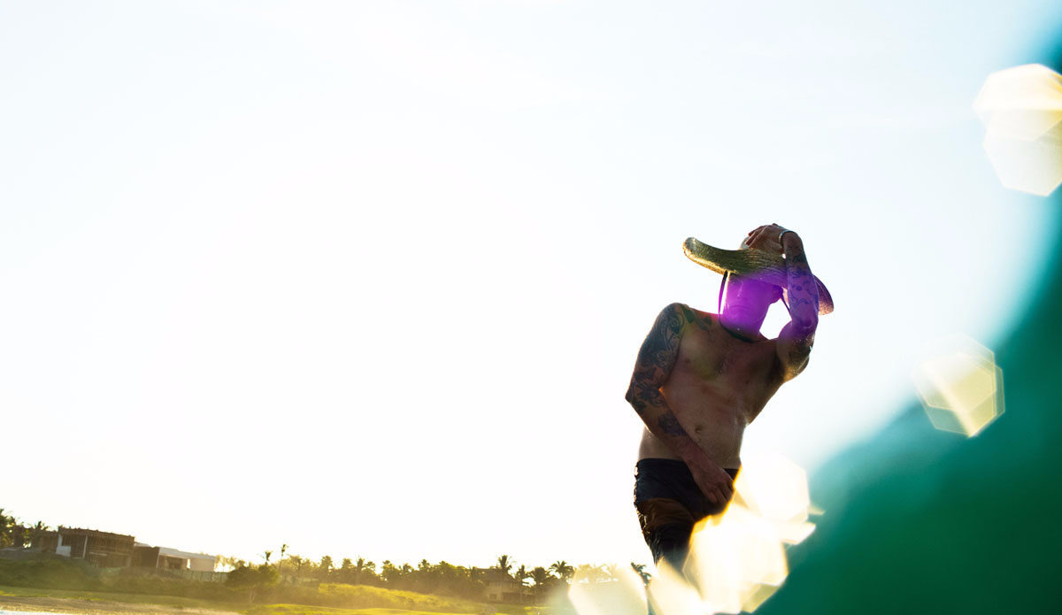 Colin Whitbread tipping his sombrero to the hot sun and the fun little peeler that lies ahead. Photo: Peterson  