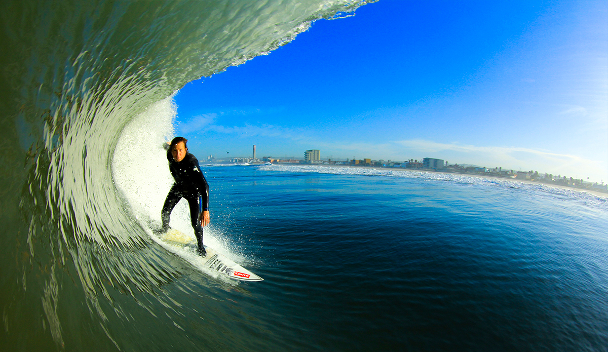 Agua surfboards was his first real branded board. They were the first group to offer him a ride to Northern Mexico, no passport required in those days. Just a car, fuel, and thick wetsuits with single fin boards. That lasted for about 4 years as his sponsor. Now, Mark rides boards by ...Lost and SuperBrand. He\'s also sponsored by Quiksilver for wetsuits and apparel, and footwear by Adidas.  Photo by: Damian Davila