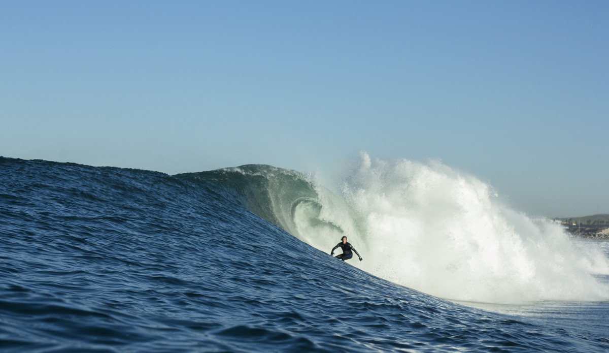 My friend Mark McNaught has been a charger since the 70s! He is a pioneer in coming down to Baja and especially to my town. So this was like piece of cake for him, and I was lucky enough to be there to capture the moment of him right about to get into a huge barrel. Photo By: Damian Davila