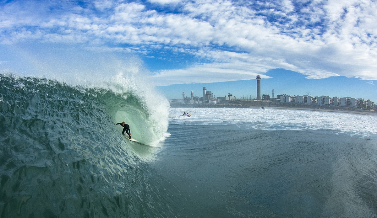 This is Kolohe Andino exactly one year ago at my house. He was scoring all the good ones. He said it was his first time there and this is one of the waves he got. Photo By: Damian Davila