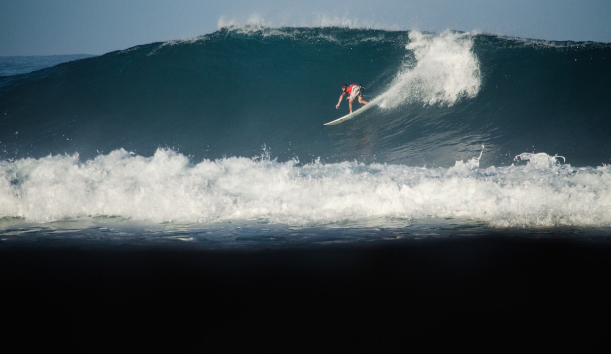 Reef Mcintosh, sliding into a Backdoor bomb. Photo: <a href=\"http://danlemaitrephoto.com/\"> Dan Lemaitre</a>