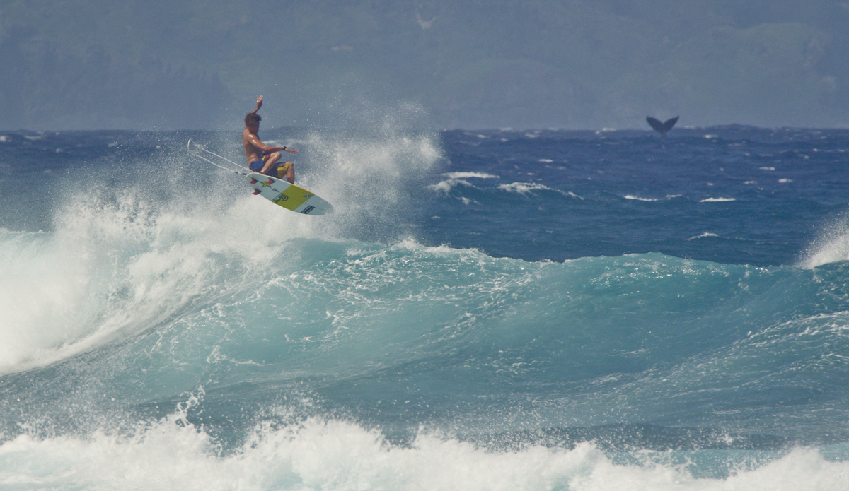 Albee Layer throwing a backside whale tail in Maui.