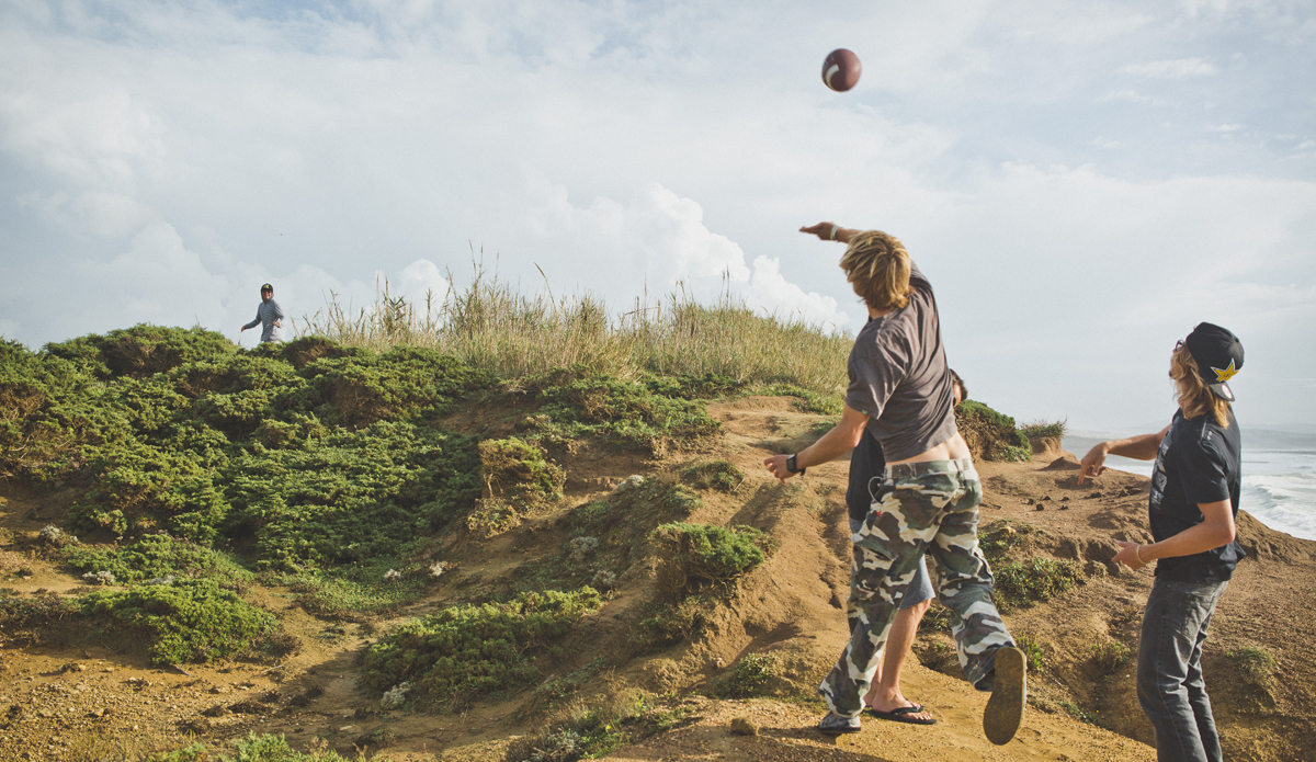 The boys like to play a little ball when they aren\'t getting barreled off their rockers.