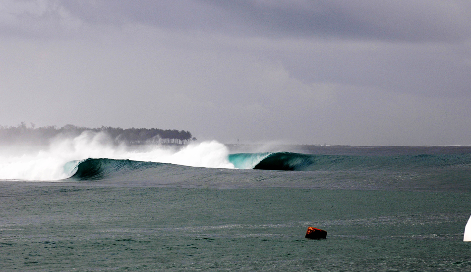 This was shot in the Mentawai Islands right after our mate Joe Gaglione went head first into the reef, scalping himself. He ended up being rushed to a Singapore hospital to get 161 stiches. His selfless act left us with this empty line up all day! Photo: <a href=\"http://www.jackdekortphoto.com/\">Jack Dekort</a>