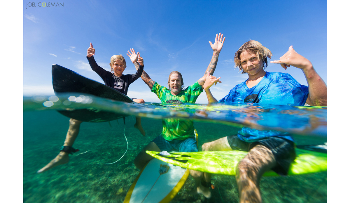 There is no better feeling than sharing some waves with my two boys, Ozzy (7) and Hendrix (11). The wave setup for kids is just about perfect. I think my kids caught some of the best waves of their life so far! Photo: Joel Coleman | <a href=\"Joel Coleman / www.saltmotion.com\">Saltmotion</a>