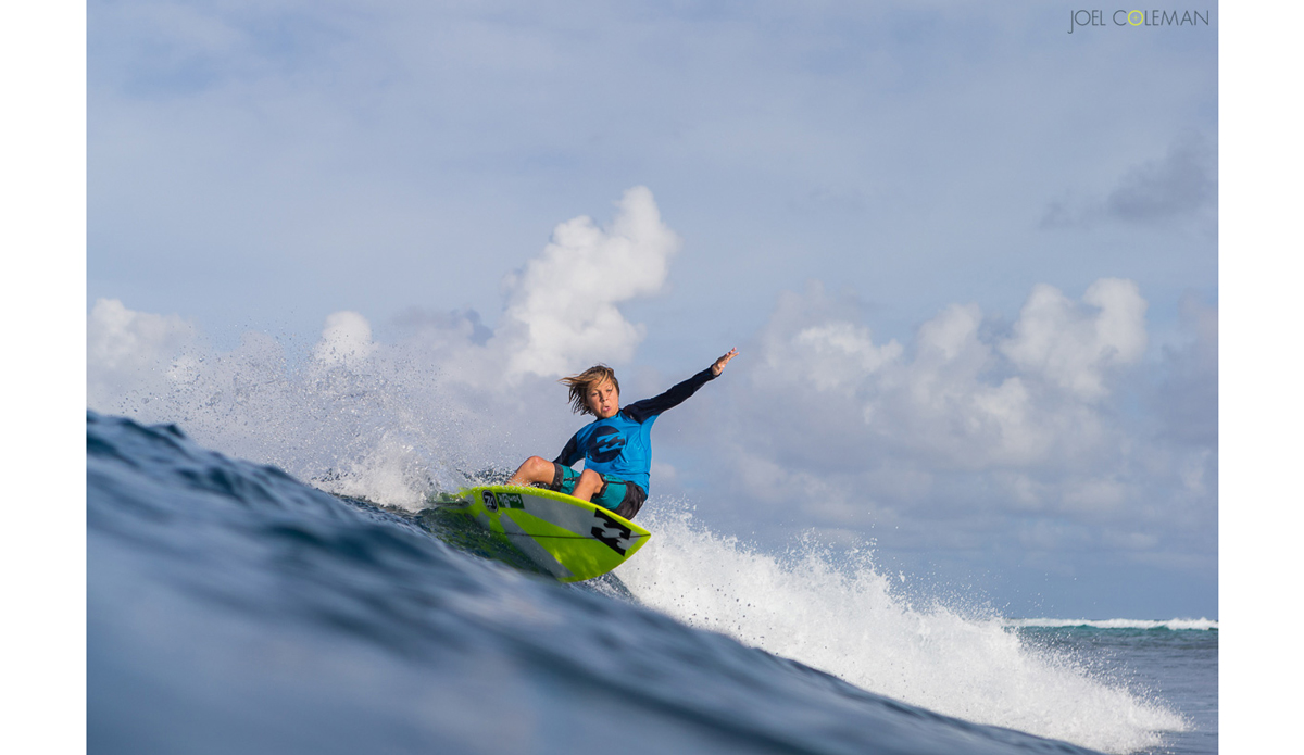 One of the greatest parts of the trip was being able to paddle out and see my son just having fun and cranking turns. Photo: Joel Coleman | <a href=\"Joel Coleman / www.saltmotion.com\">Saltmotion</a>