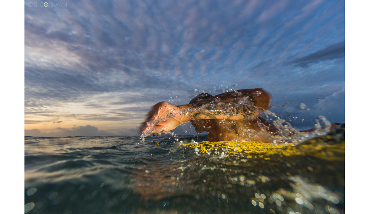 Early morning paddle out.  Photo: Joel Coleman | <a href=\"Joel Coleman / www.saltmotion.com\">Saltmotion</a>