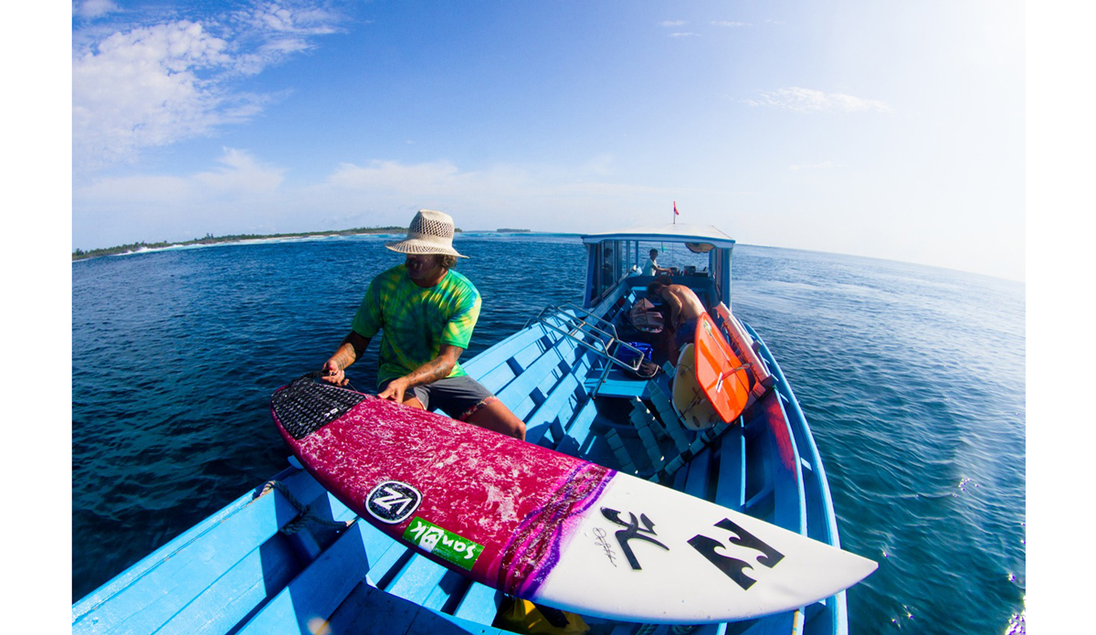 This was our transportation from the island to all the surf spots around Kandui. I had a lot of fun riding my new 3-fin Hobie. Photo: <a href=\"http://islandeyephotography.zenfolio.com/\">Islandeye Photography</a>