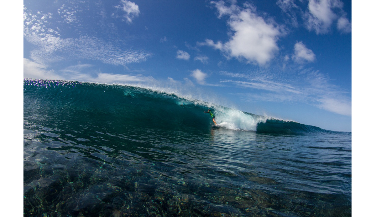 This is another photo from the secret spot at Kandui. I love how in this photo you can see the left as well. It\'s always great to have a peak situation — you can go either left or right here. Photo: <a href=\"http://islandeyephotography.zenfolio.com/\">Islandeye Photography</a>