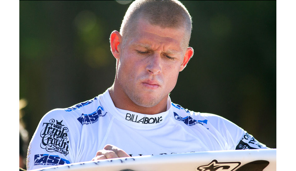 Mick Fanning, pre-heat mental strategy. Photo: <a href=\"http://mattdunbar.com.au\">Matt Dunbar</a>