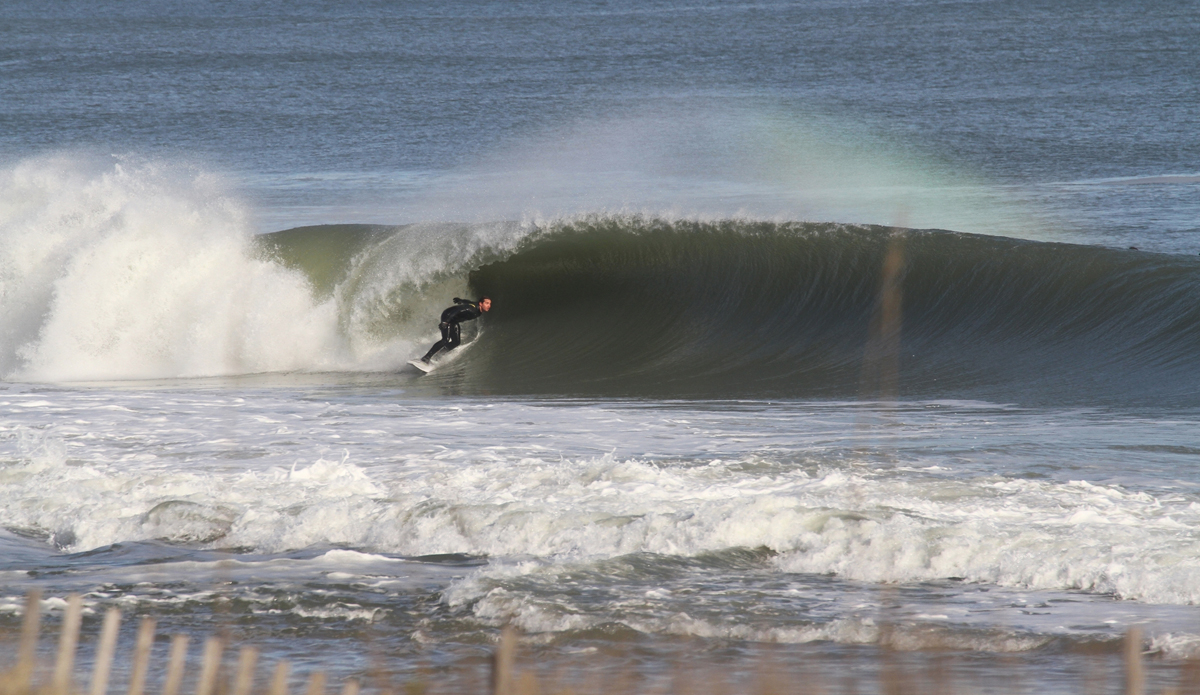 Unknown charger about to be slotted in Kill Devil Hills. I was bummed. See that little sea oats branch showing on the face? Well, it stole my auto focus on the next shot. Photo: Mickey McCarthy