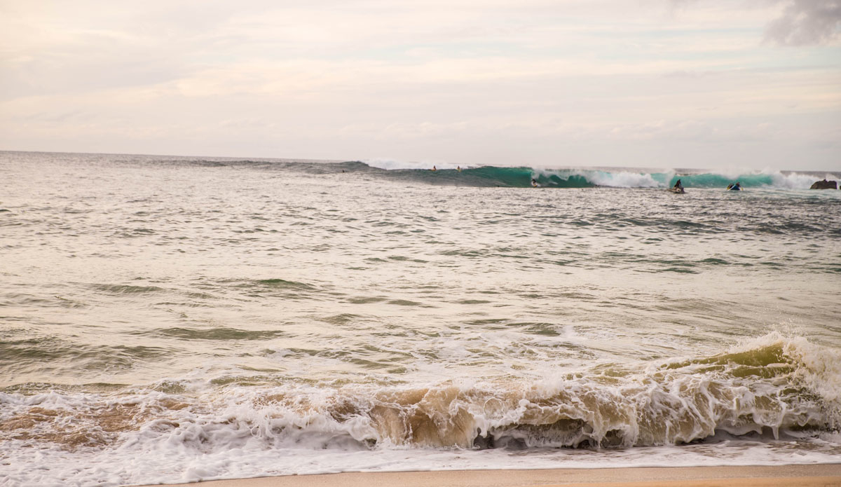 The waves started breaking right after the guys paddled out – so naturally – they surfed a few in. Photo: Jeremy Searle 