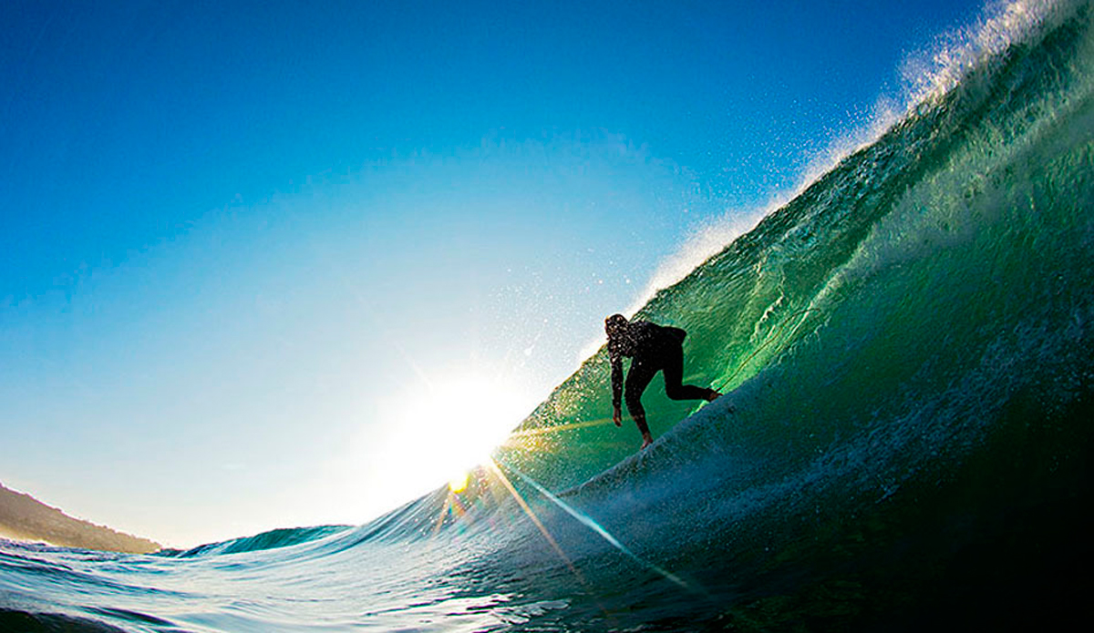 Justin Wood racing down the line on an epic day in Southern California. Photo: <a href=\"http://www.gagehingeley.com/\" target=_blank>Gage Hingeley</a>.