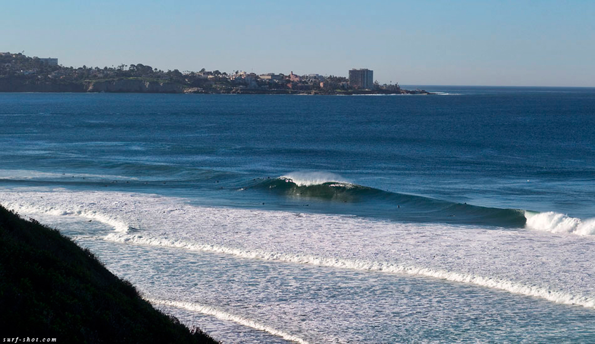 With brilliant winter light and cooperative winds, Blacks and other Southern Californian gems produced perfect surf for nearly two weeks. Well-groomed sandbars from the recent torrential downpours didn\'t hurt either. Photo: Chuck Schmid/<a href=\"http://surf-shot.com/\" target=\"_blank\">Surf-Shot.com</a>