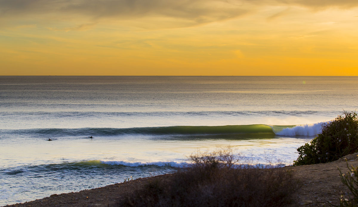 Team coaches catching a couple waves before sunset.