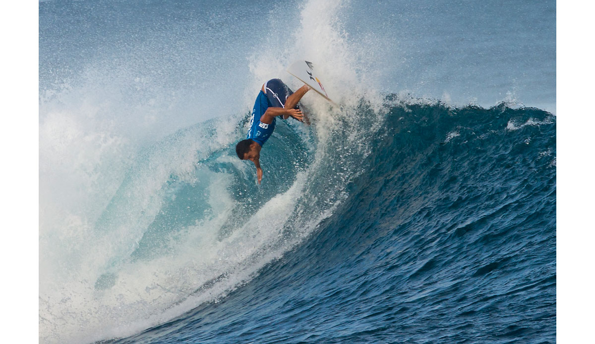 Michel Bourez eliminated in Semi 1 by Nat Young, Fiji Pro 2014. Photo: <a href=\"http://www.aspworldtour.com/\">ASP | Robertson</a>