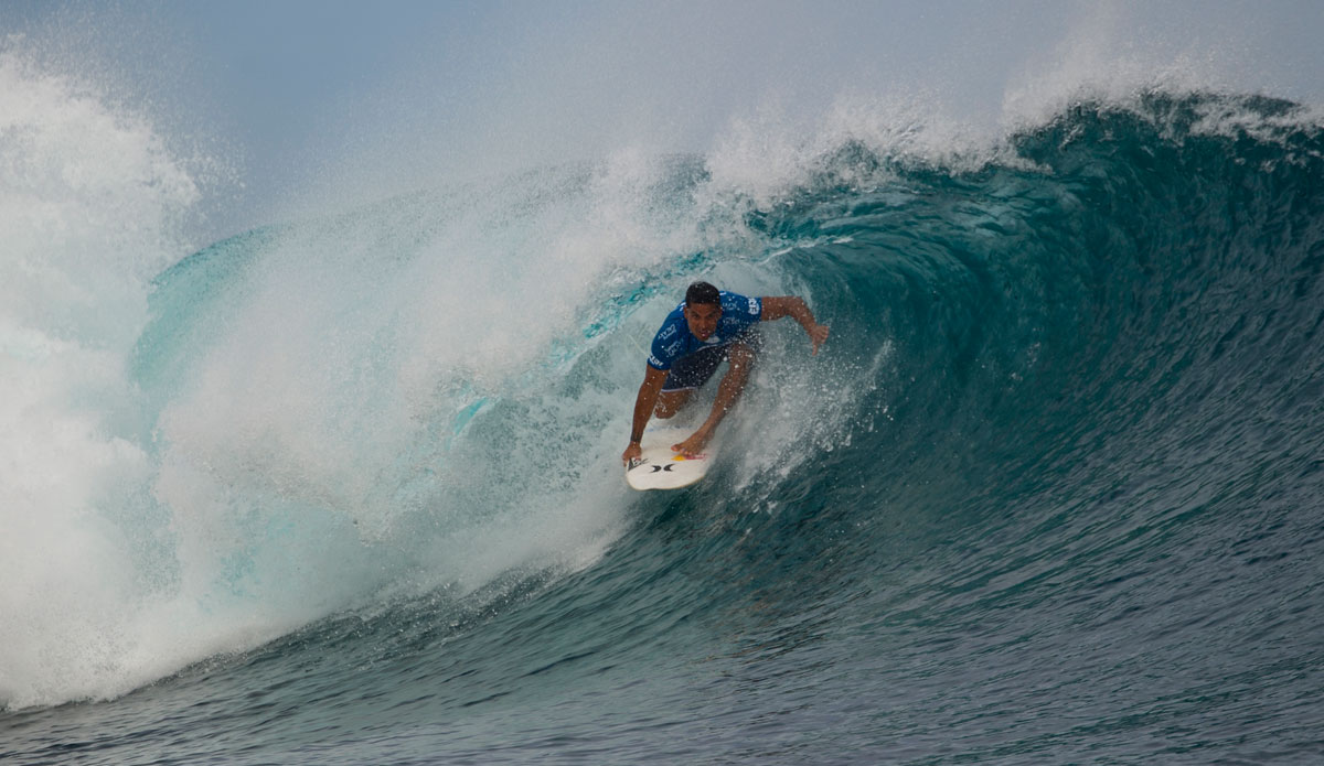 Michel Bourez is through to the Quarterfinals, Fiji Pro 2014. Photo: <a href=\"http://www.aspworldtour.com\">ASP | Robertson</a>