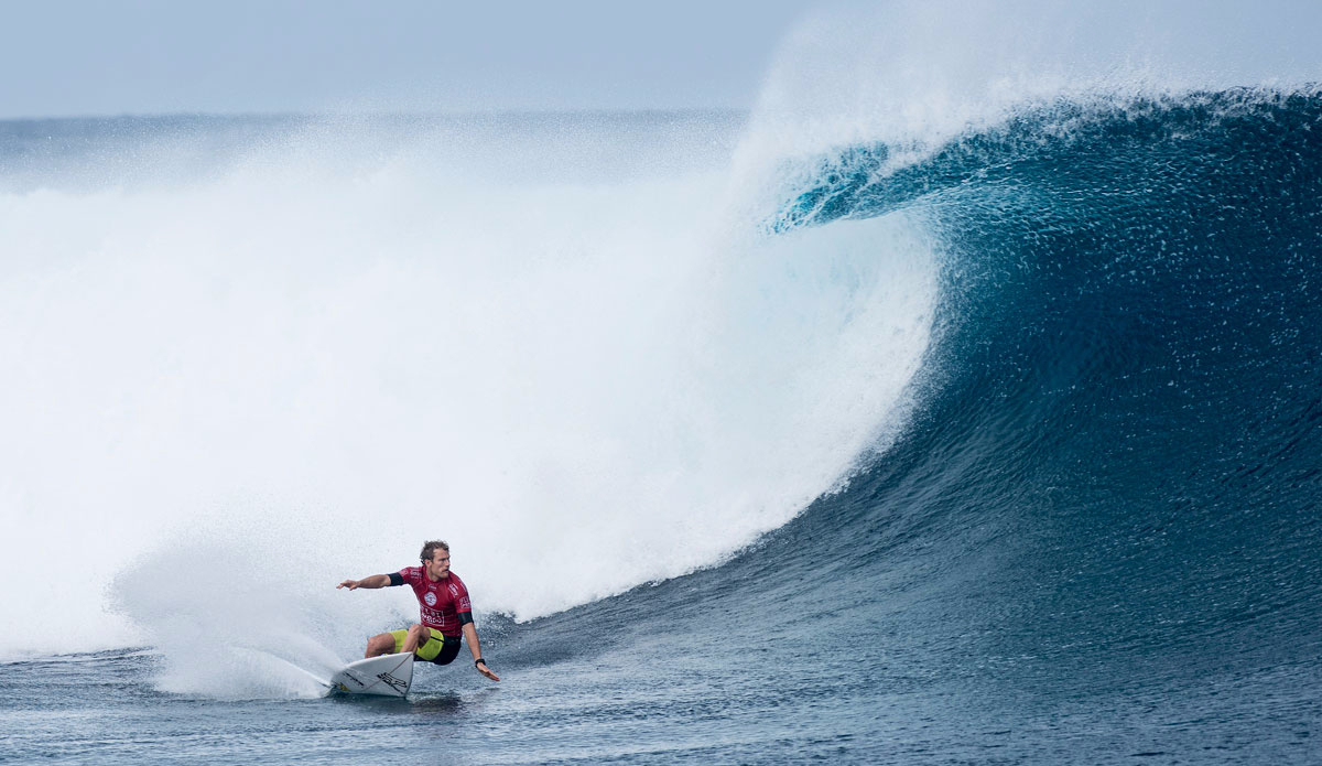 Bede Durbidge of Gold Coast winning his Round 2 heat at the Fiji Pro, at Cloudbreak on Sunday June 14, 2015. 

IMAGE CREDIT: WSL / Robertson. Photo: <a href=\"http://www.worldsurfleague.com/\">WSL/Robertson</a>