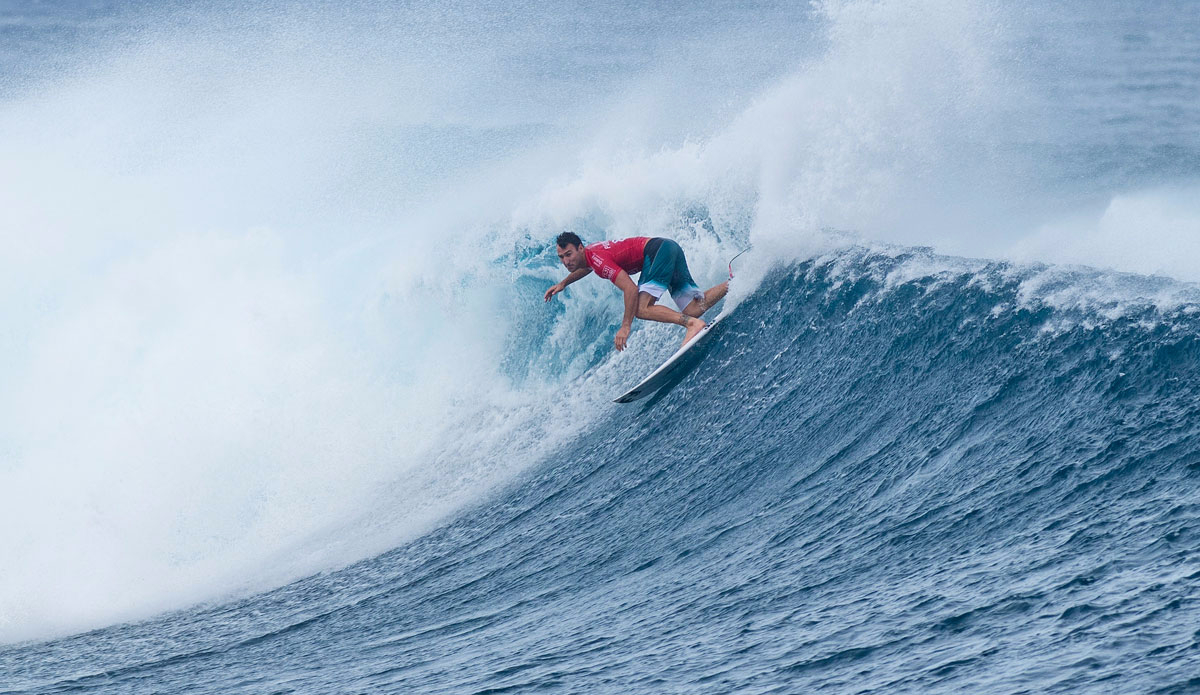  Joel Parkinson of the Gold Coast (pictured) winning his Round 2 with a near perfect 9.27 (out of a possible ten) at the Fiji Pro, at Cloudbreak on Sunday June 14, 2015. Photo: <a href=\"http://www.worldsurfleague.com/\">WSL/Robertson</a>