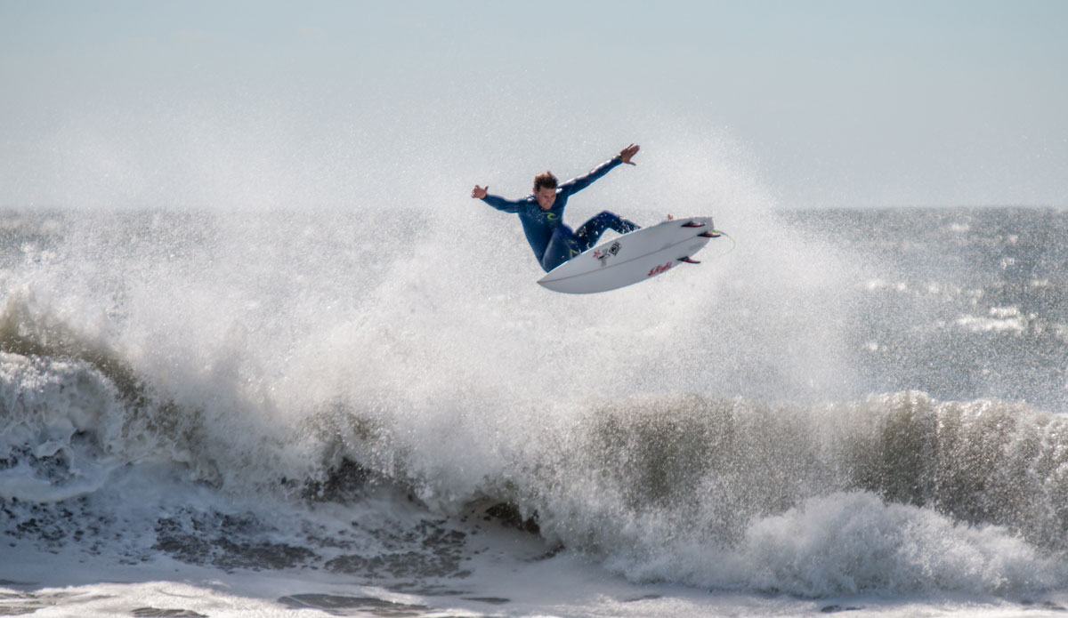 No better way to start the 1st day of fall in New Jersey. This surfer is unknown as of now. I\'m sure I\'ll find out soon, because he was absolutely killing it. He stood out from the other 25 surfers and thats why I focused mainly on him. Caught him on a fast one and just busted out this insane air. Such a great day! Photo: <a href=\"http://chank-photography.tumblr.com/\"> Matt Ciancaglini</a>