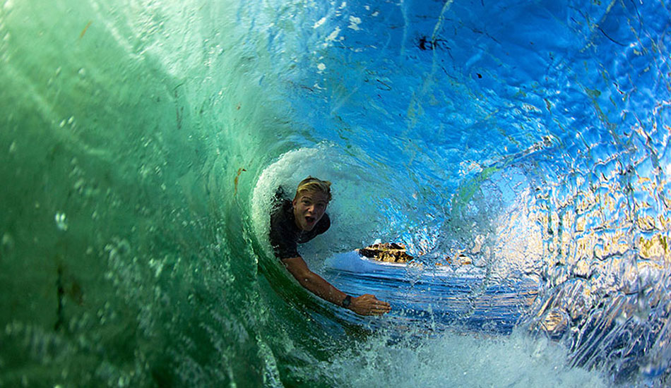 Sometimes there is no need for a surfboard when there is some thumping shorebreak on the inside. Photo: <a href=\"http://www.gagehingeley.com/\" target=_blank>Gage Hingeley</a>.