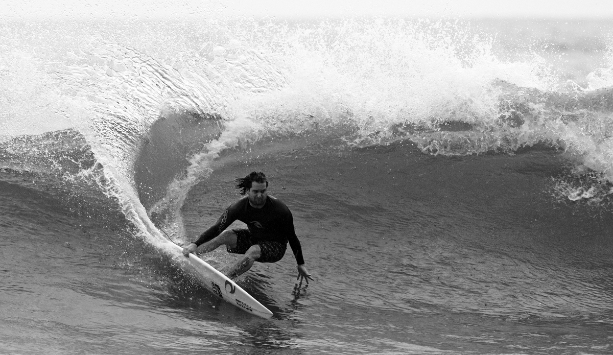 Ricky Basnett, his single fin and Black Mamba. Photo: <a href=\"http://www.gregewingphoto.com/\"> Greg Ewing</a>