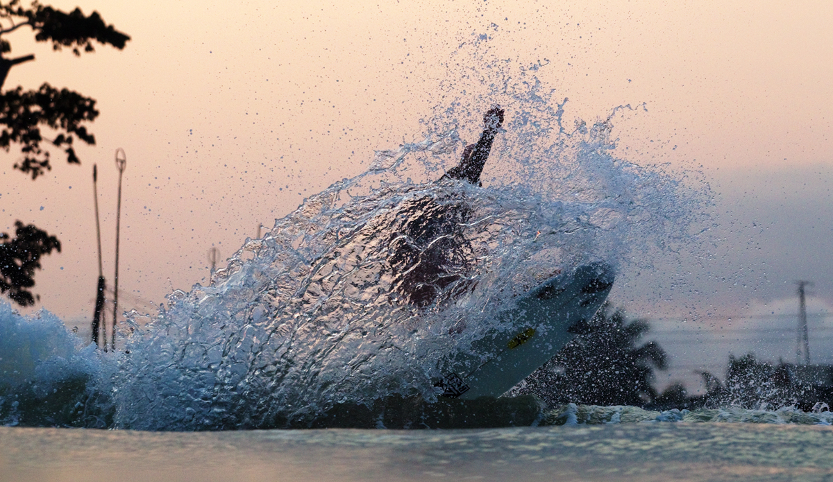 Ricky on his last wave before heading to the local beach bar. Photo: <a href=\"http://www.gregewingphoto.com/\"> Greg Ewing</a>