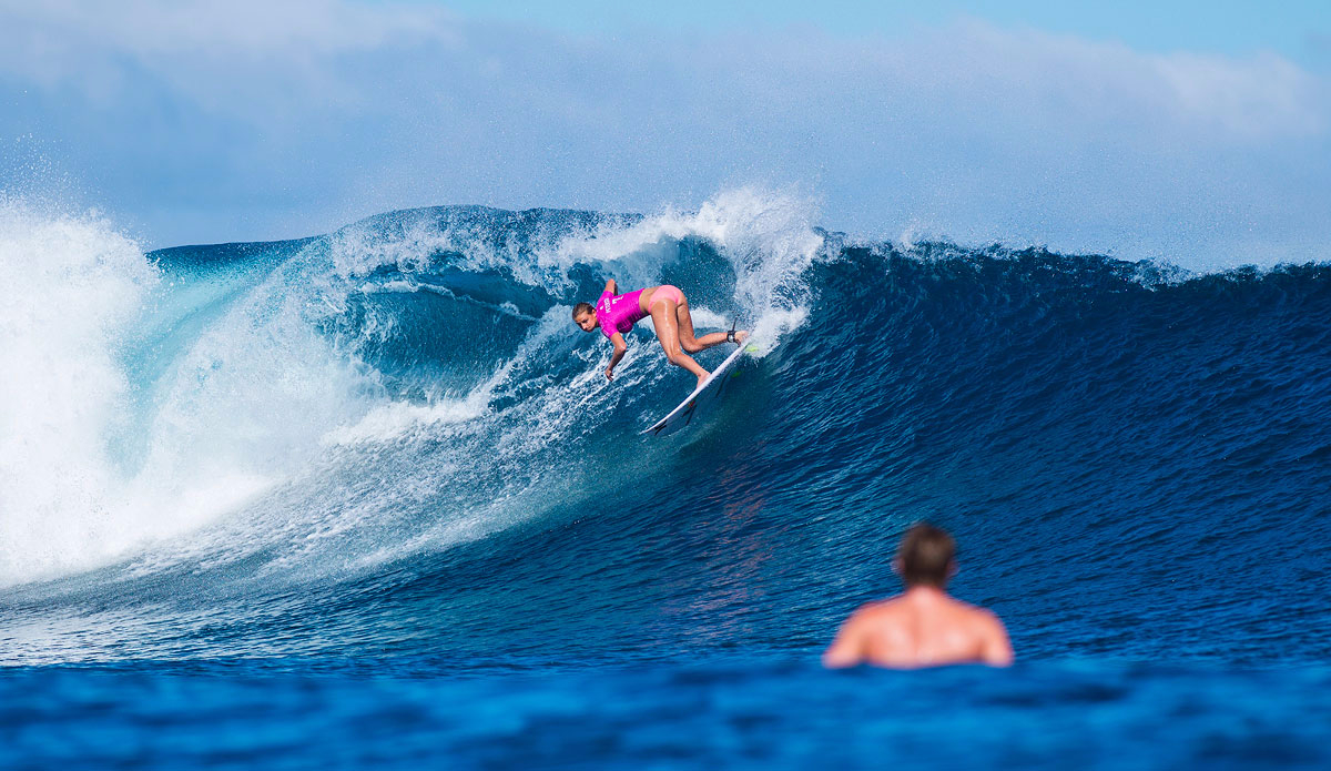 Lakey Peterson of Santa Barbara, California, USA (pictured) winning her Round 1 heat at the Womens Fiji Pro in Fiji on Monday June 1, 2015. Photo: <a href=\"http://www.worldsurfleague.com/\">World Surf League</a>