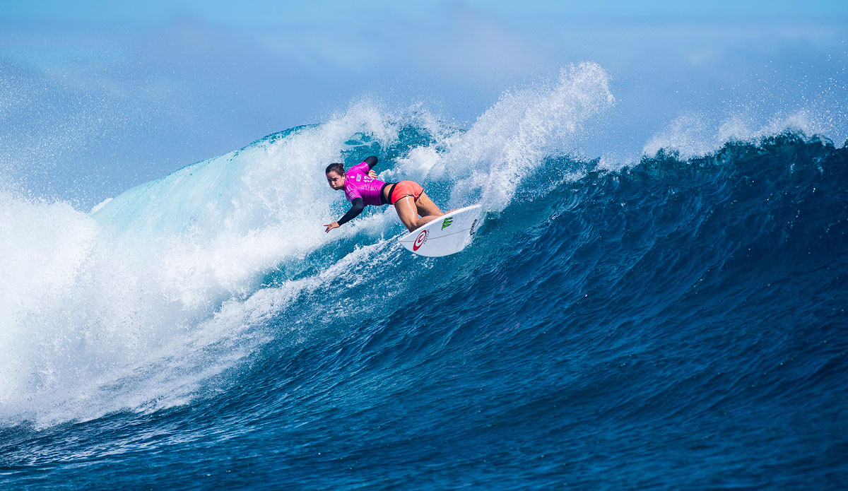  Tyler Wright of Lennox Head, NSW, Australia (pictured) winning her Round 1 heat at the Fiji Pro in Fiji on Monday June 1 , 2015. Photo: <a href=\"http://www.worldsurfleague.com/\">World Surf League</a>