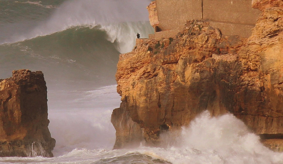 This does not look like the safest place to get a closer look at Nazaré. Photo: Jose Pinto