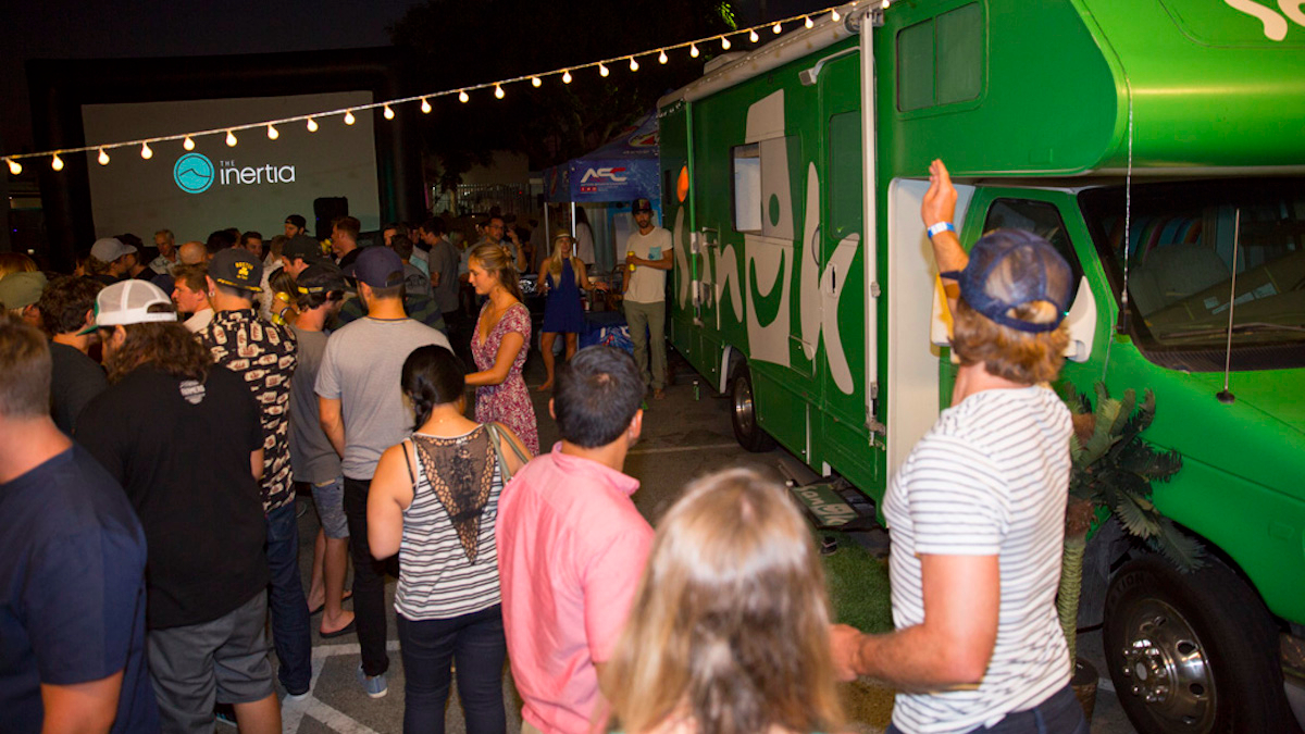 Sanuk crew had a heated game of corn hole going. Photo: Thrailkill