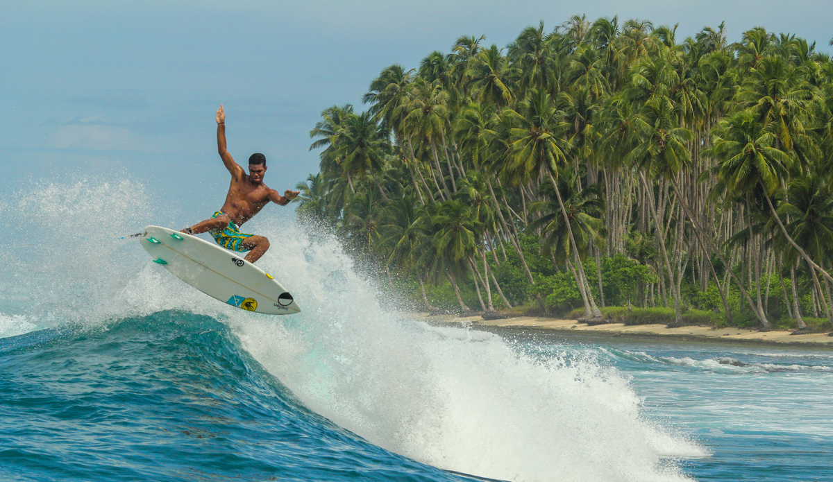 This was the first wave we surfed called Monkeys. I think starting off on a point break type wave is a smart choice if it’s your first time to the Mentawai’s. This allows you to feel your boards out and learn how to properly eject onto shallow reef if you have to. While everyone on the boat decided to surf the outside right, I went to the inside and searched for some ramps.
Photo: Courtesy of Hunter Jones