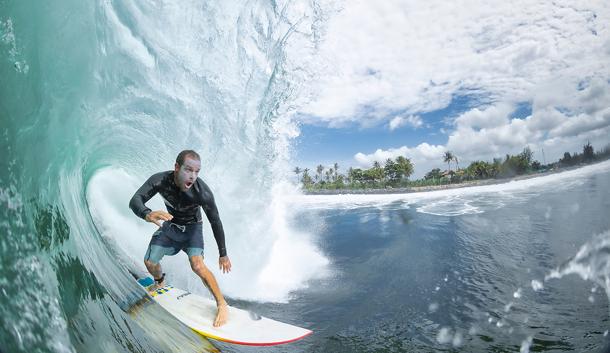 “You just know the wave is heavy when it puts a face like this on Koby Abberton. He surfs like a Samurai. Like he’s already dead. I remember my swim fins scraping on the reef when I shot this one.” 