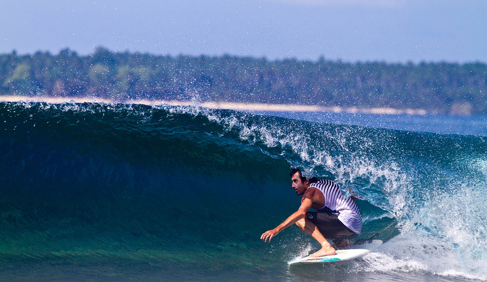 Phil Goodrich slides into a glassy afternoon barrel - on a major swell event, this wave could be amazing. Photo: Callahan/SurfExplore