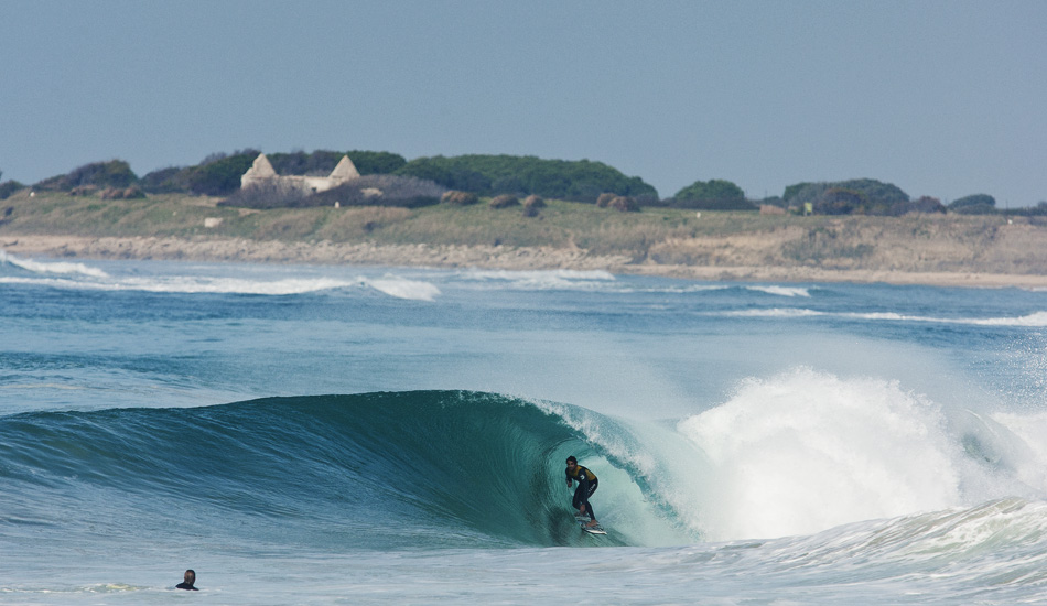 Andalucia is paradise in the winter. Gony Zubizarreta on a heavy beachbreak. Photo: Javier Munoz