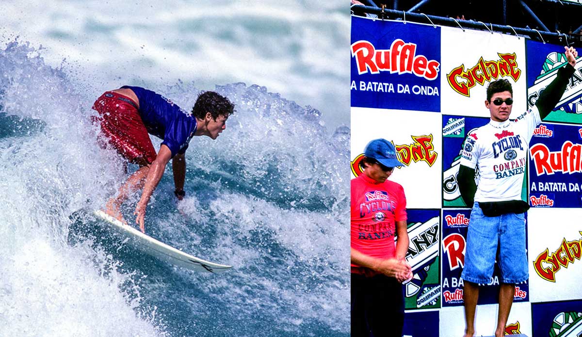 In the early 1990s when he was just exploding on the scene, Kalani Robb was one of the most feared competitors. In ‘94, back when Ruffles sponsored surf contests and wearing denim shorts on the podium was acceptable, Robb won the ISA World Junior title in Rio, Brazil. Photo: <a href=\"http://www.isasurf.org/\">John Seaton Callahan</a>