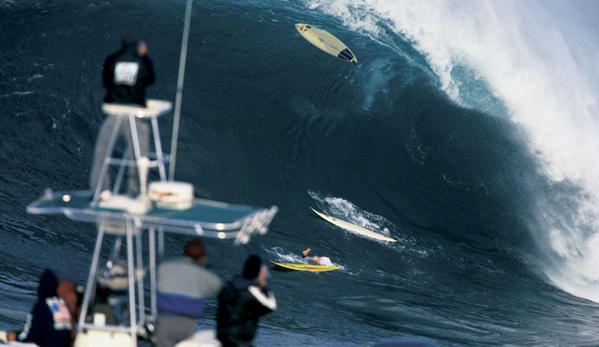 In ’98 the ISA organized a history making specialty big-wave contest, The Reef@Todos, the inaugural ISA Big Wave World Championship, held at Todos Santos in Baja, Mexico. With huge, El Niño-fueled surf punishing most competitors, Knox would catch a beast of a wave that would kick off what’s now the annual Billabong XXL Awards, and the Big Wave World Tour. Photo courtesy of <a href=\"http://www.isasurf.org/\">Aguerre Collection</a>