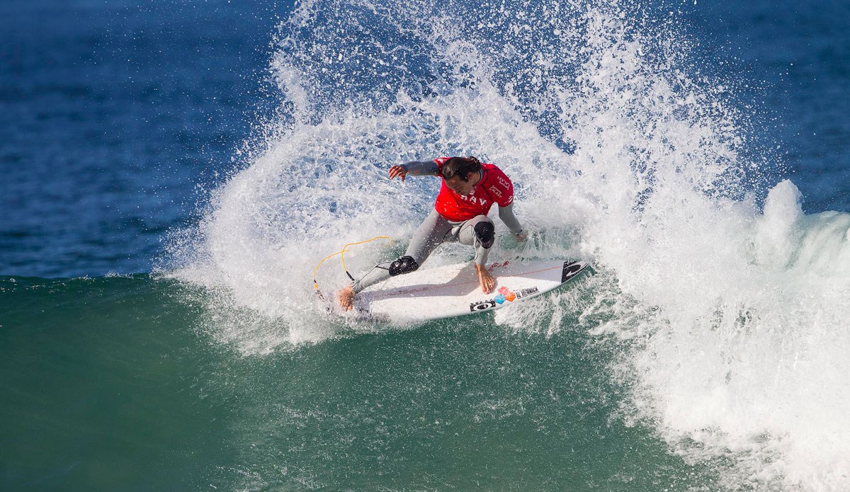 Jordy Smith of Durban, South Africa (pictured) suffered a massive upset when he was defeated by CJ Hobgood (USA) during Round 3 of the J-Bay Open on Monday July 14, 2014. Smith posted an excellent 8.00 ride (out of ten) but failed to find a second high scoring ride and was eliminated from the event. Photo: <a href=\"http://www.aspworldtour.com/\">ASP</a>/<a href\"http://www.kirstinscholtz.com/\">Kirstin Scholtz</a>